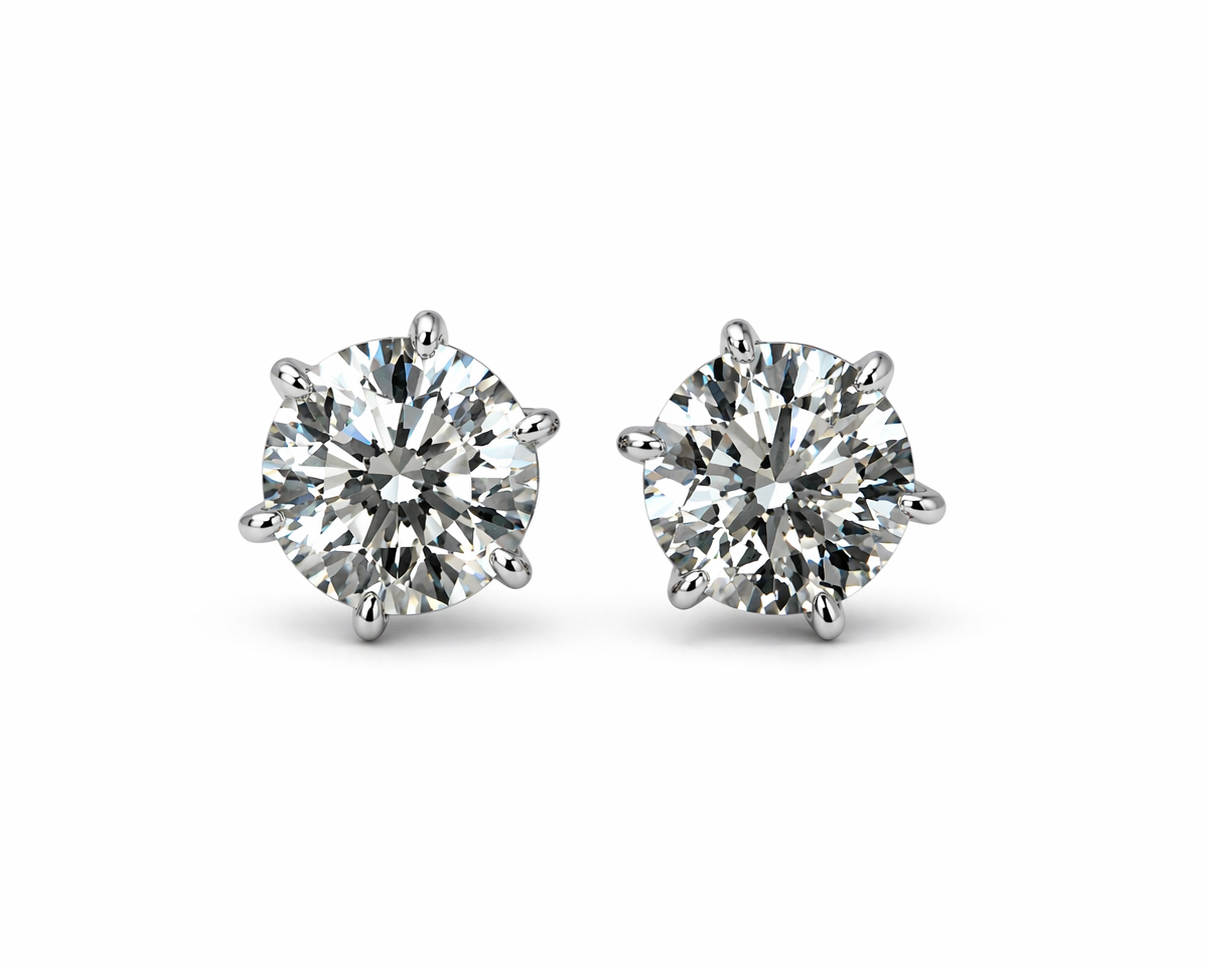 1.40 Total Carats Natural Diamond Stud Earrings