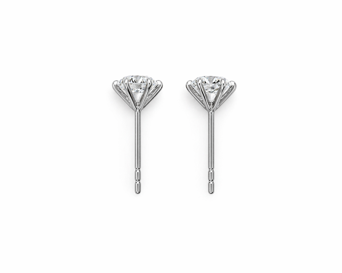 1.40 Total Carats Natural Diamond Stud Earrings