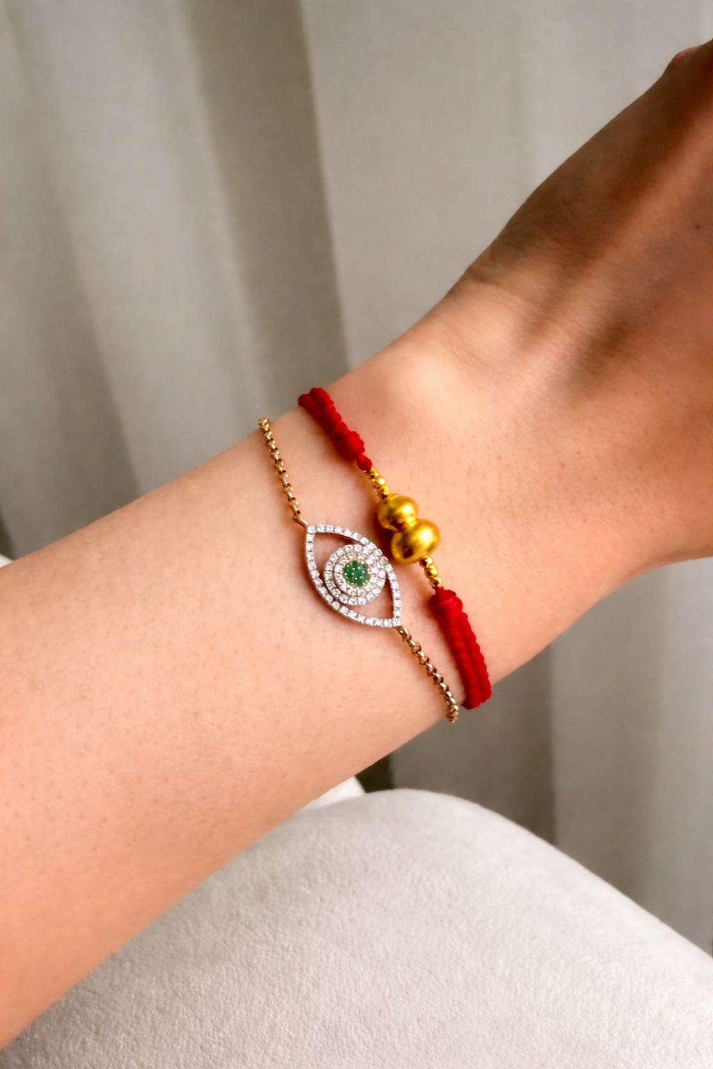 24K Gold Hulu on red String Bracelet