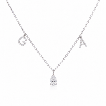 Personalized Initial & Pear Diamond Necklace
