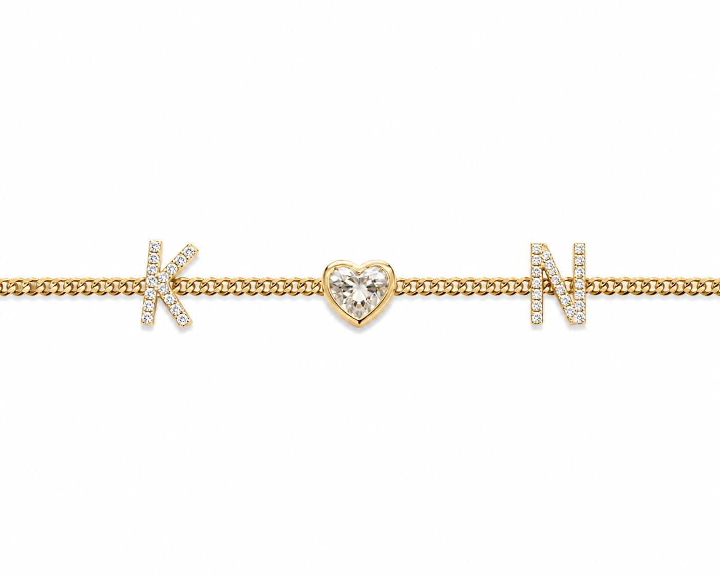 Custom 2-Letters Initial Heart Bracelet