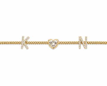 Custom 2-Letters Initial Heart Bracelet