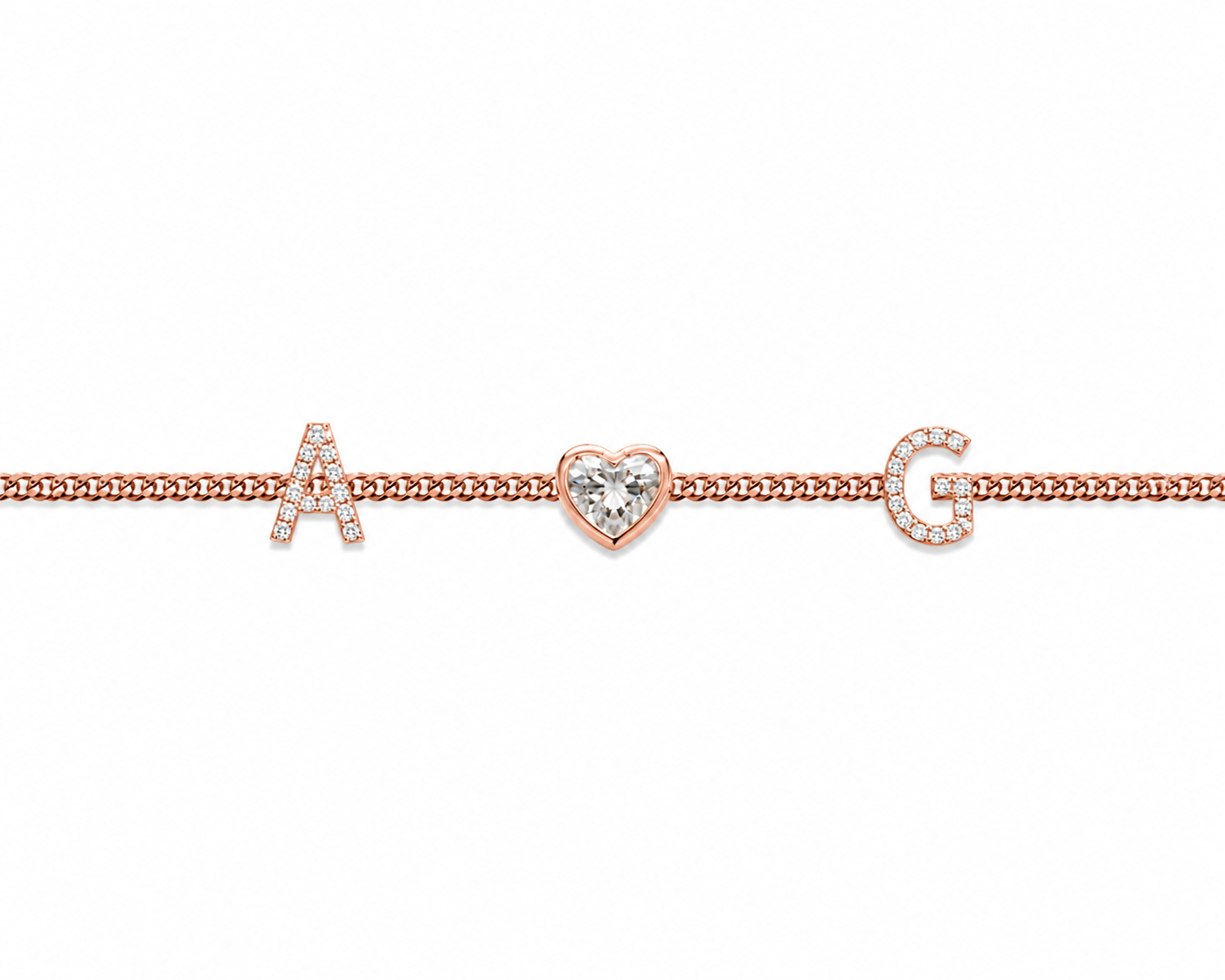 Custom 2-Letters Initial Heart Bracelet