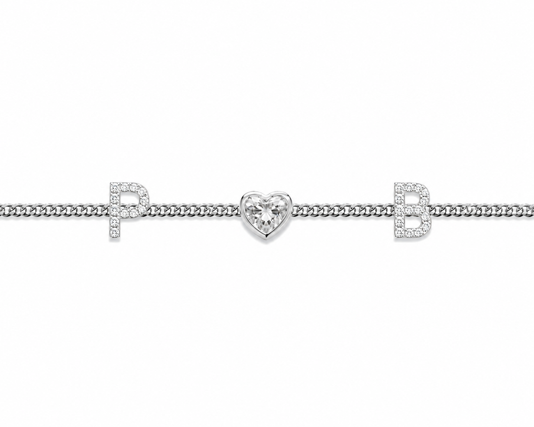 Custom 2-Letters Initial Heart Bracelet