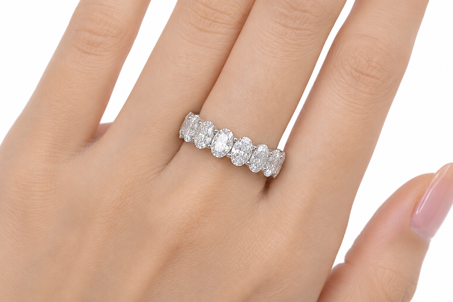 Oval Cut Diamond Half Eternity Ring