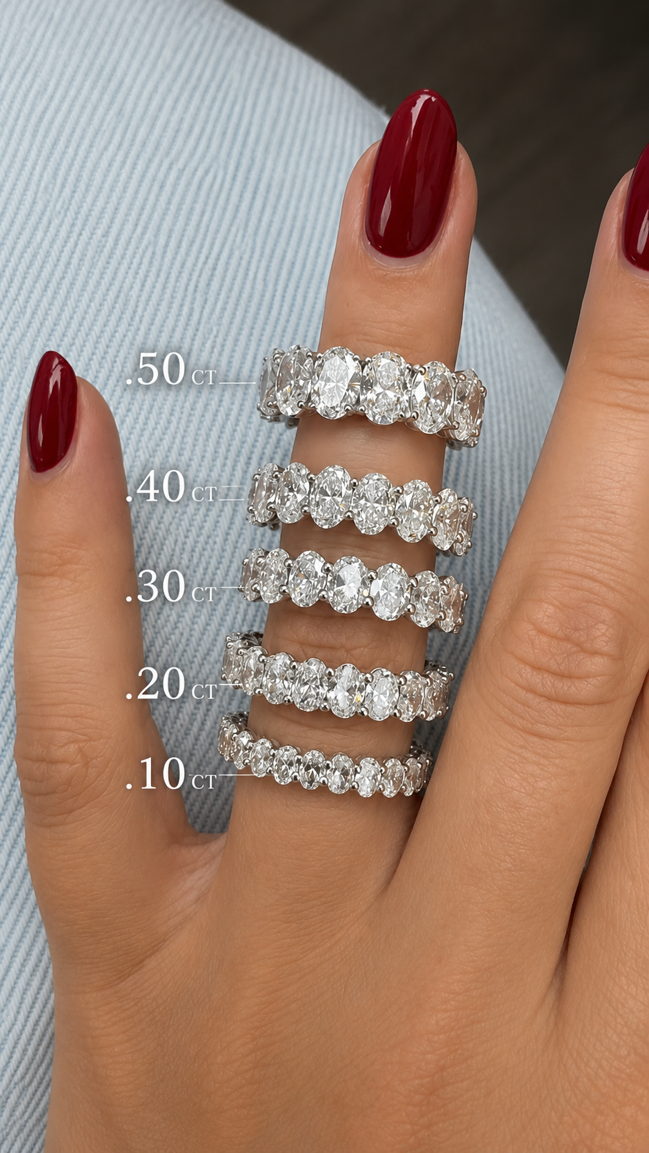 Oval Cut Diamond Half Eternity Ring