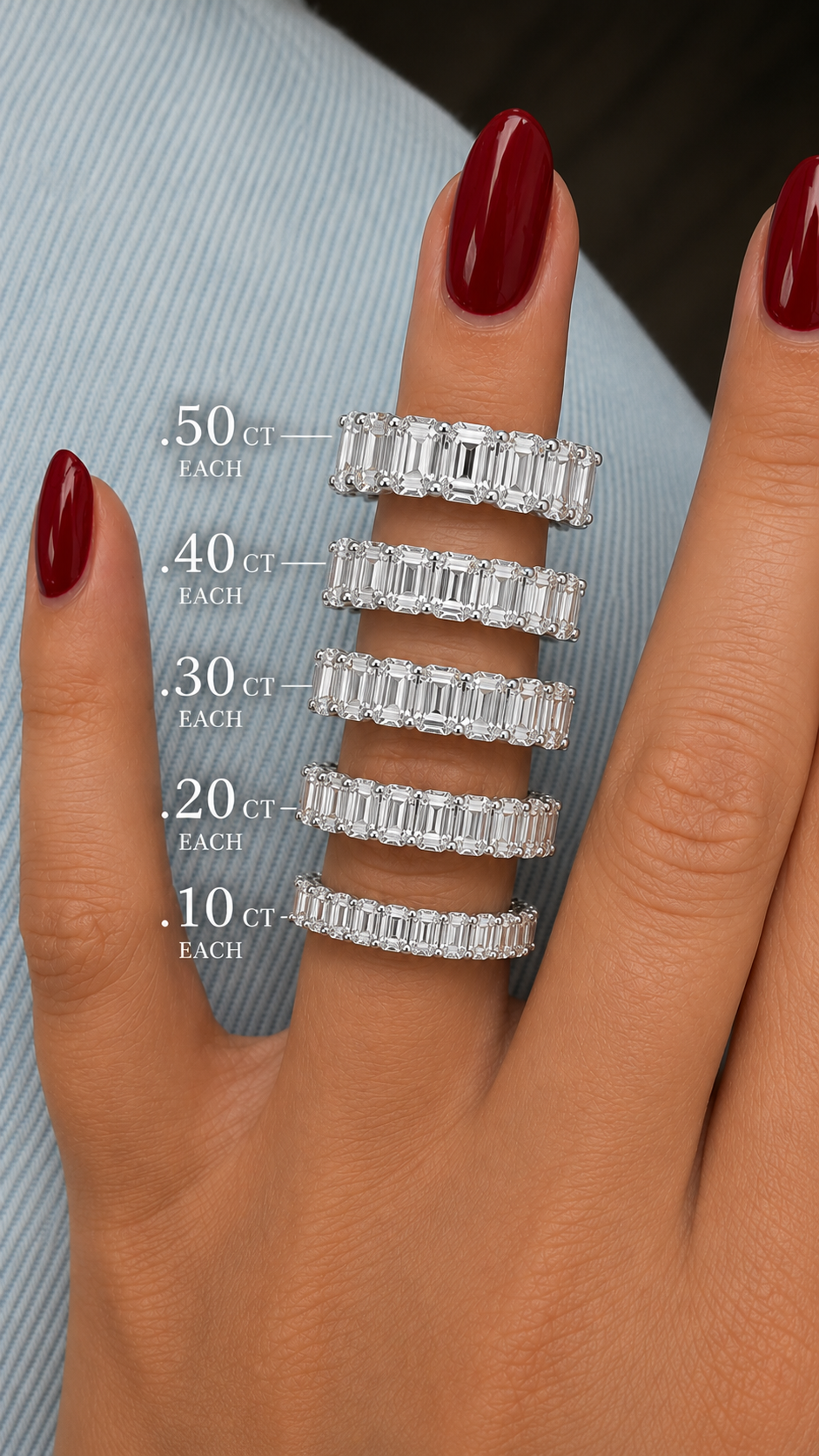 Emerald Cut Half Eternity Ring
