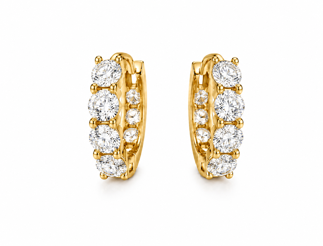 Diamond Huggie Hoop Earrings
