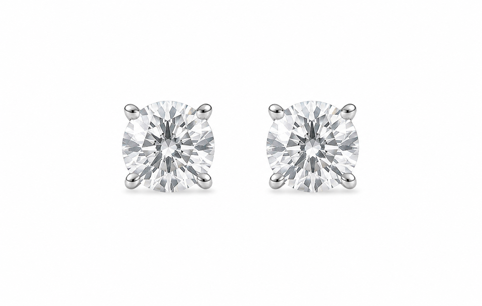 0.60 Total Carats Round Brilliant Natural Diamond Stud Earrings