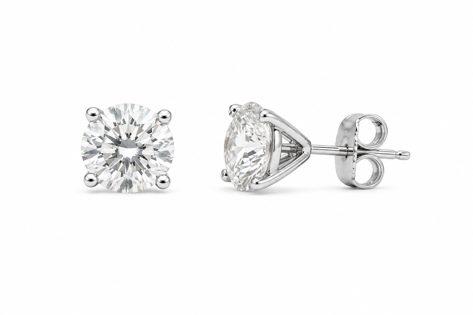 0.40 Total Carats Round Brilliant Natural Diamond Stud Earrings