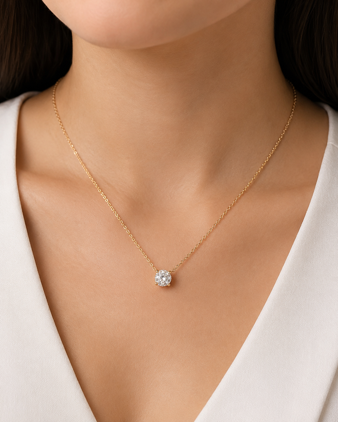 1 Carat Natural Diamond Solitaire Necklace