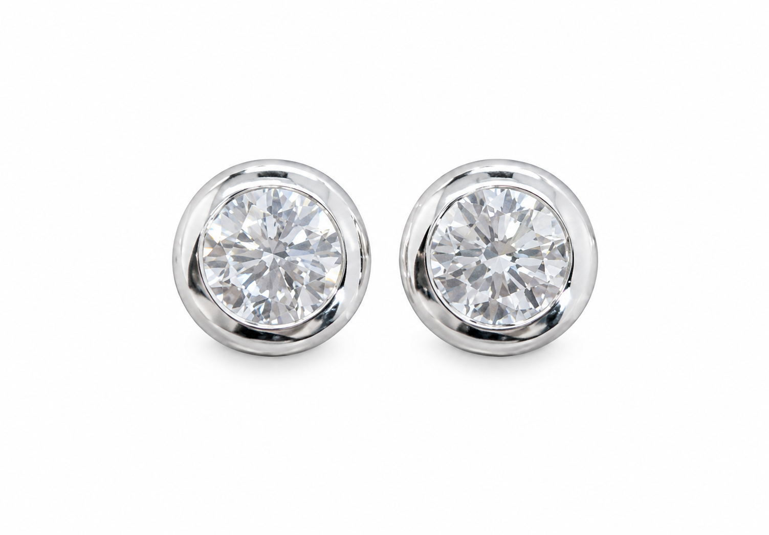 1 TCW Bezel Setting Natural Diamond Earrings