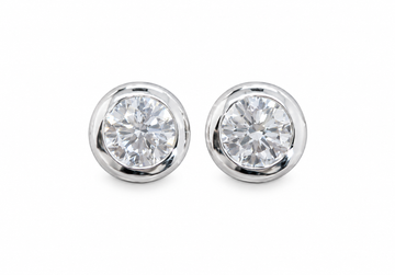 1 TCW Bezel Setting Natural Diamond Earrings