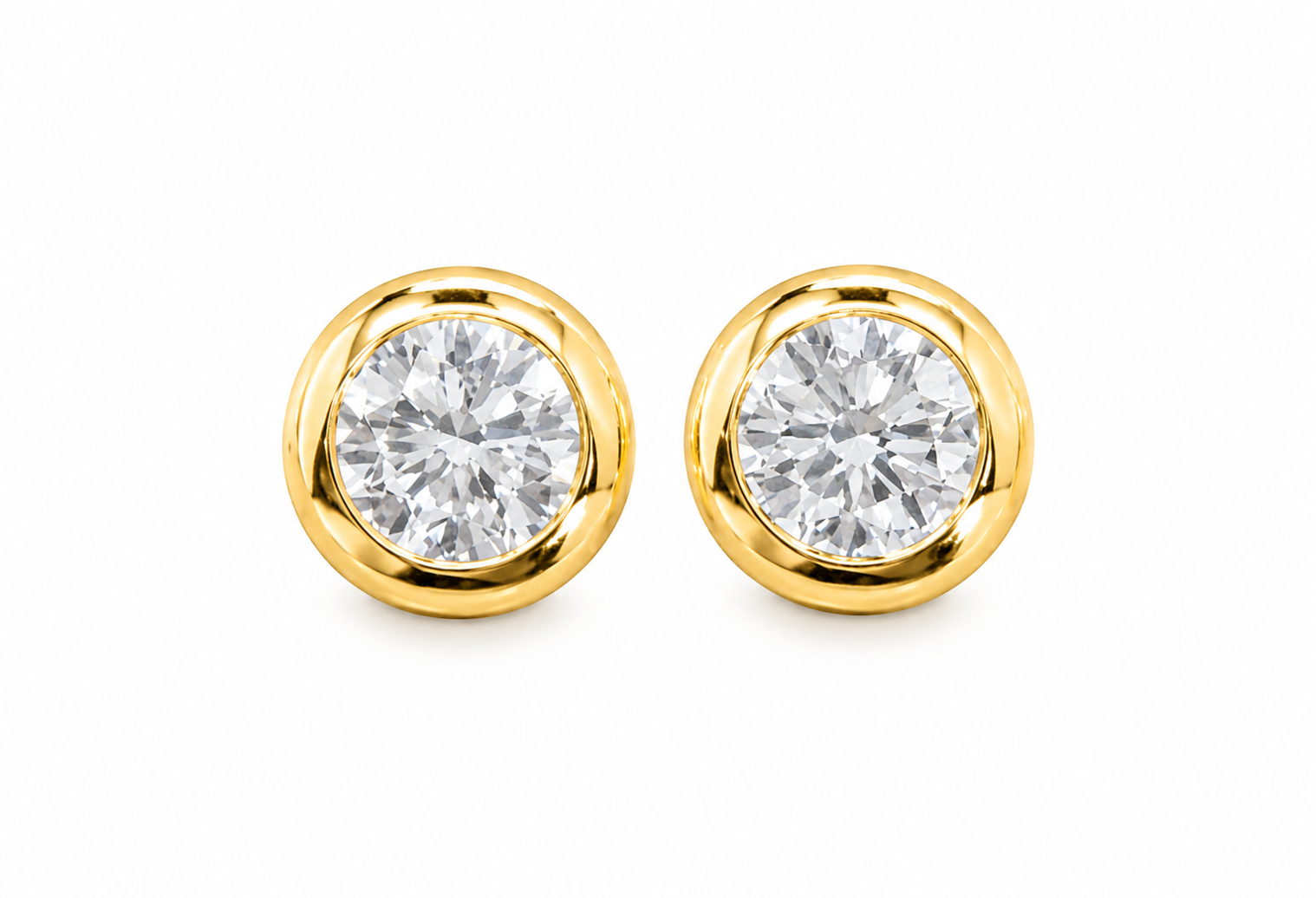 1 TCW Bezel Setting Natural Diamond Earrings