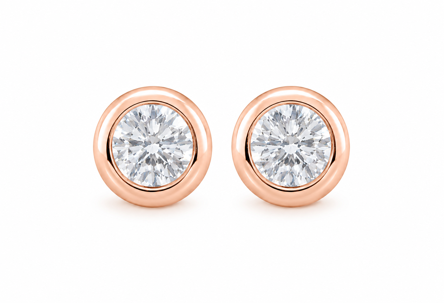 1 TCW Bezel Setting Natural Diamond Earrings