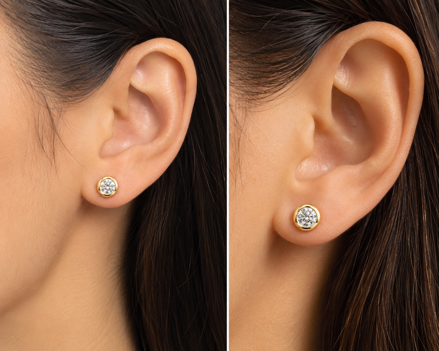 1 TCW Bezel Setting Natural Diamond Earrings