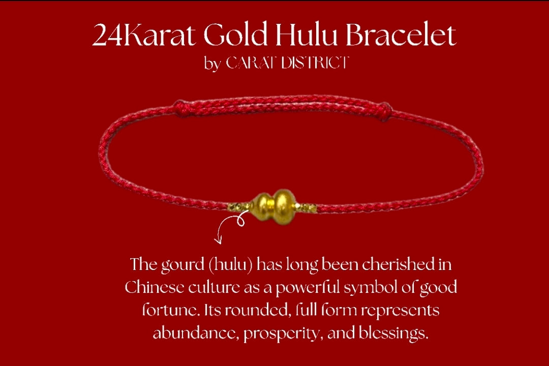 24K Gold Hulu on red String Bracelet