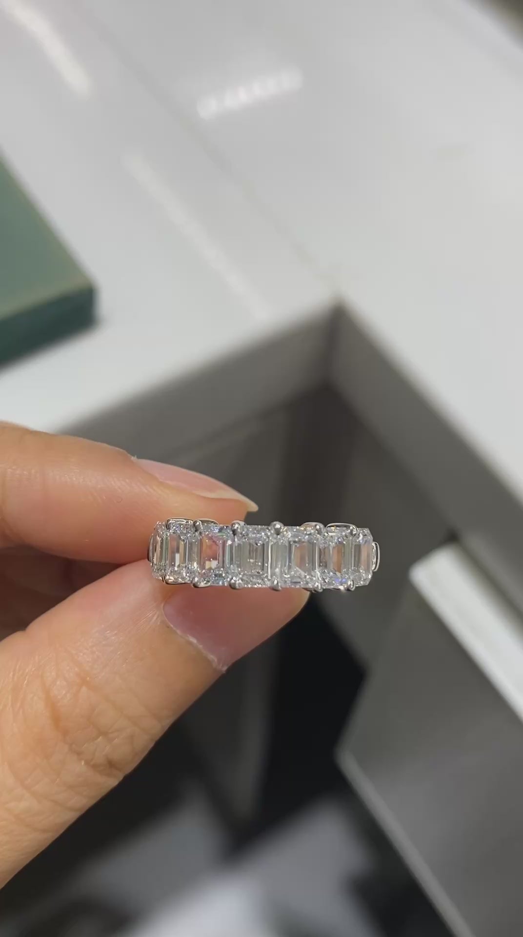 Emerald Cut Half Eternity Ring