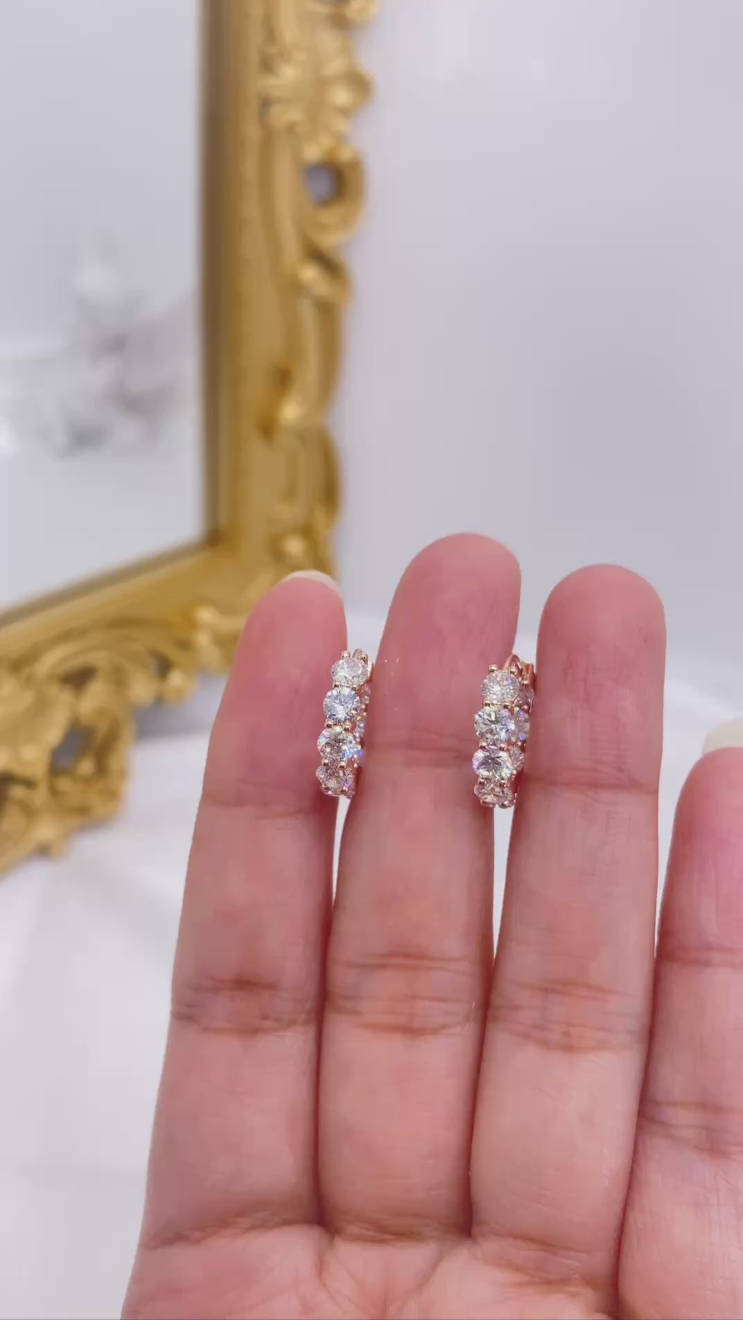 Diamond Huggie Hoop Earrings